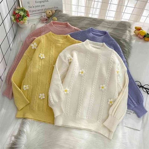 3d flower sweater woman loose long sleeved solid o-neck oversized sweater fashion korean spring autumn pullover knit 210602, White;black
3d flower sweater woman loose long sleeved solid o-neck oversized sweater fashion korean spring autumn pullover knit 210602, White;black