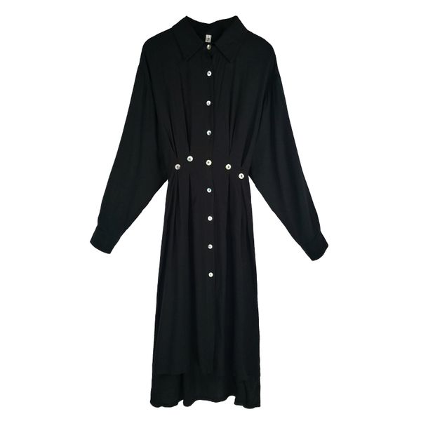 spring autumn casual loose turn down collar long sleeve button straight shirt dress d0867 black grey 210514, Black;gray
spring autumn casual loose turn down collar long sleeve button straight shirt dress d0867 black grey 210514, Black;gray