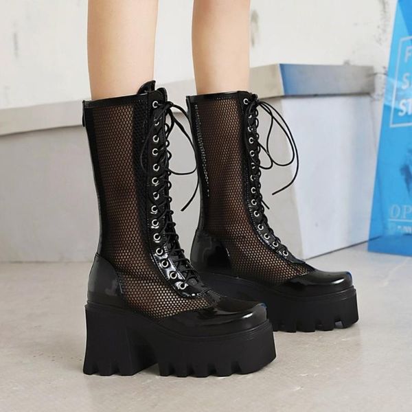 boots womens mesh holes mid calf net breathable platform wedge high heel shoes pu leather sandals lace up black white 2021
boots womens mesh holes mid calf net breathable platform wedge high heel shoes pu leather sandals lace up black white 2021
