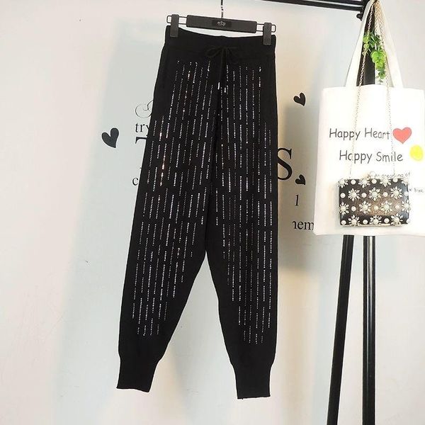 women's pants & capris 2021 spring autumn heavy industry drill high waist casual loose versatile black knitted leggings, Black;white
women's pants & capris 2021 spring autumn heavy industry drill high waist casual loose versatile black knitted leggings, Black;white