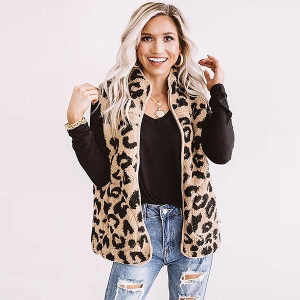 women's vests autumn winter style leopard print zipper vest women european american fashion fluffy jacket sleeveless pockets, Black;white
women's vests autumn winter style leopard print zipper vest women european american fashion fluffy jacket sleeveless pockets, Black;white
