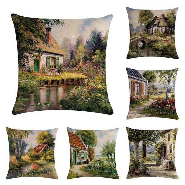 cushion/decorative pillow retro rural color village pillowcase creative oil painting cushion cover for sofa home car decor house case
cushion/decorative pillow retro rural color village pillowcase creative oil painting cushion cover for sofa home car decor house case