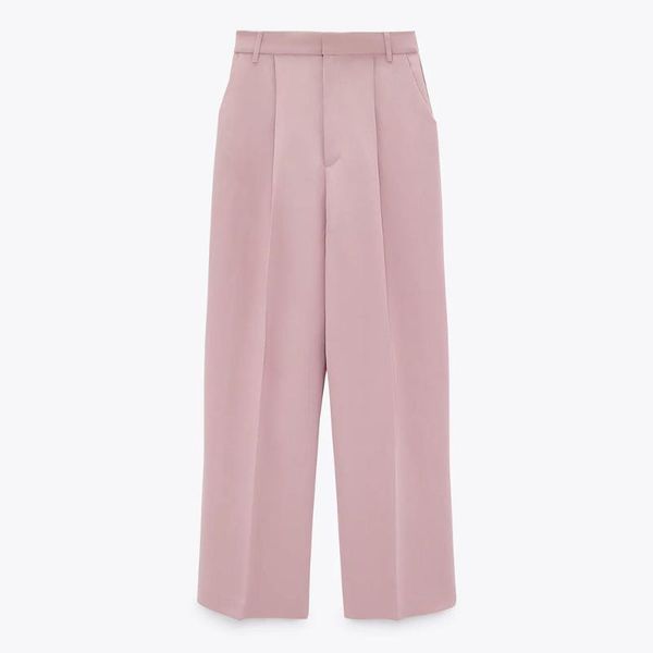 spring light pink wide legs tailored casual slim fit pants high waist elegant work trousers women's & capris, Black;white
spring light pink wide legs tailored casual slim fit pants high waist elegant work trousers women's & capris, Black;white
