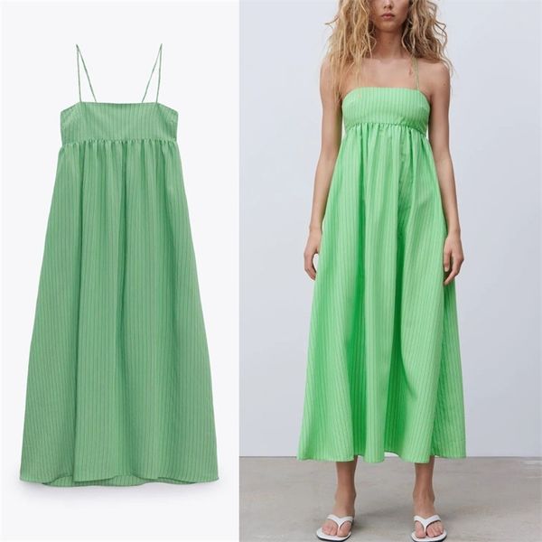 green striped long summer dress women spaghetti straps backeless party es chic elastic pleated beach 210524, Black;gray
green striped long summer dress women spaghetti straps backeless party es chic elastic pleated beach 210524, Black;gray