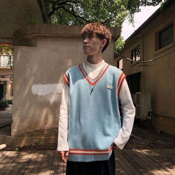 men's vests sweater vest men striped chic college trendy loose casual japanese style harajuku students retro v-neck classic, Black;white
men's vests sweater vest men striped chic college trendy loose casual japanese style harajuku students retro v-neck classic, Black;white