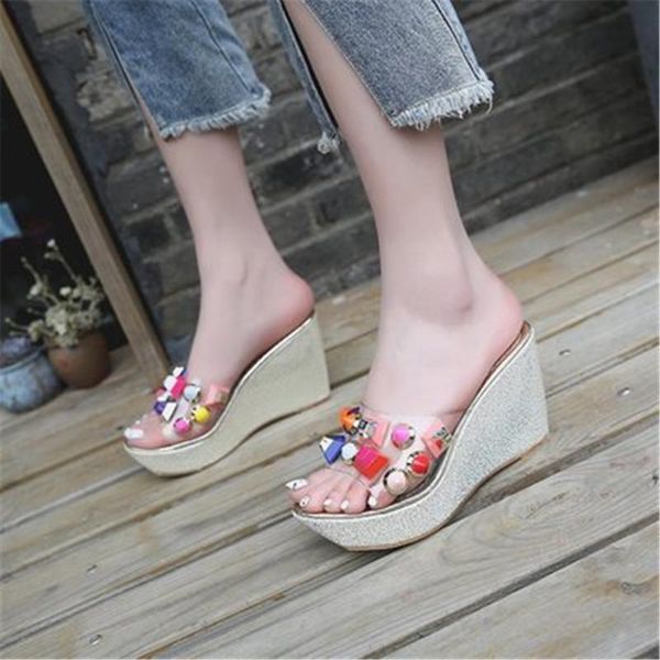 high heels women slipper crystal platform wedges summer beach slides peep toe leisure mujer female shoes silver slippers, Black
high heels women slipper crystal platform wedges summer beach slides peep toe leisure mujer female shoes silver slippers, Black
