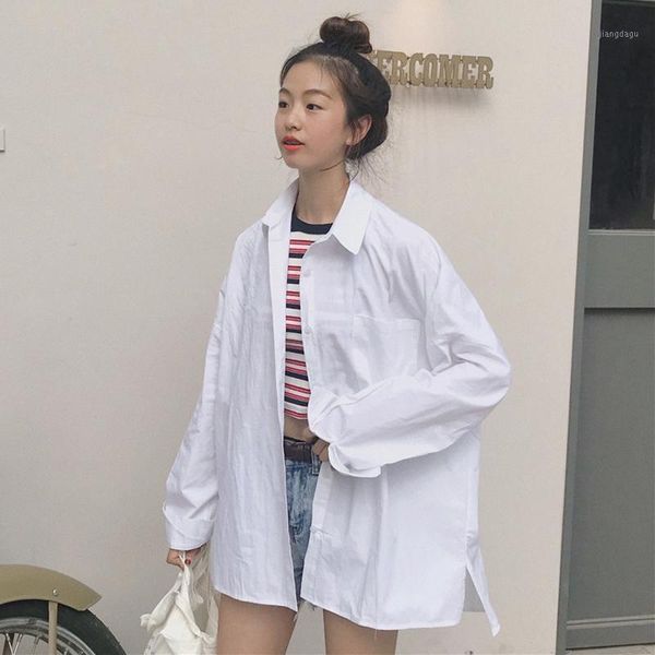 long-sleeved mid-length net red western style harajuku solid color loose wild simple temperament female shirts women's blouses &, White
long-sleeved mid-length net red western style harajuku solid color loose wild simple temperament female shirts women's blouses &, White