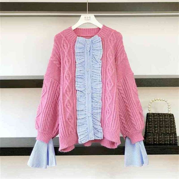 korean fashion women sweater and pullovers patchwork ruffles knit jumper oversize jumpers twistted pull femme 210430, Black;white
korean fashion women sweater and pullovers patchwork ruffles knit jumper oversize jumpers twistted pull femme 210430, Black;white