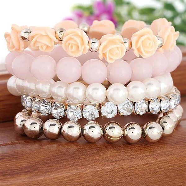 pinksee bohemian fashion candy color imitation pearl resin rose flower multilayer beads bracelet & bangle women crystal jewelry link, chain, Black
pinksee bohemian fashion candy color imitation pearl resin rose flower multilayer beads bracelet & bangle women crystal jewelry link, chain, Black