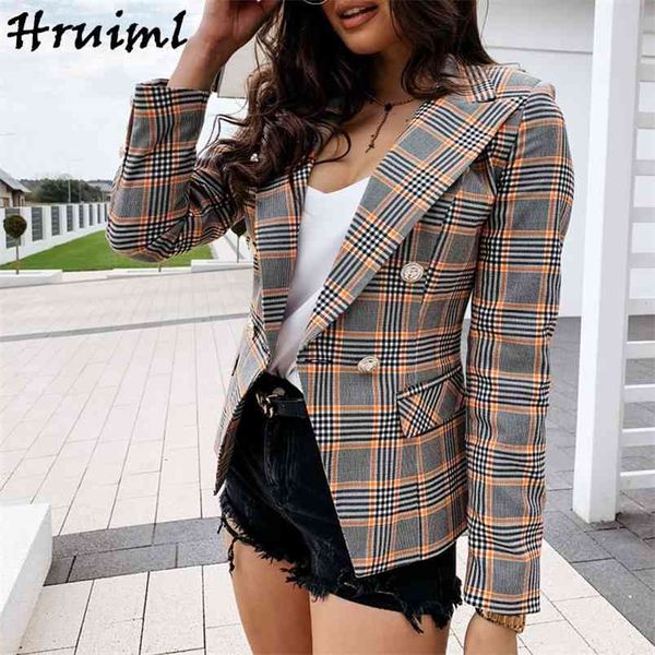 fashion plaid jacket office lady suits coat double breasted pocket slim jackets long sleeve plus size outerwear autumn casaco 210513, Black;brown
fashion plaid jacket office lady suits coat double breasted pocket slim jackets long sleeve plus size outerwear autumn casaco 210513, Black;brown
