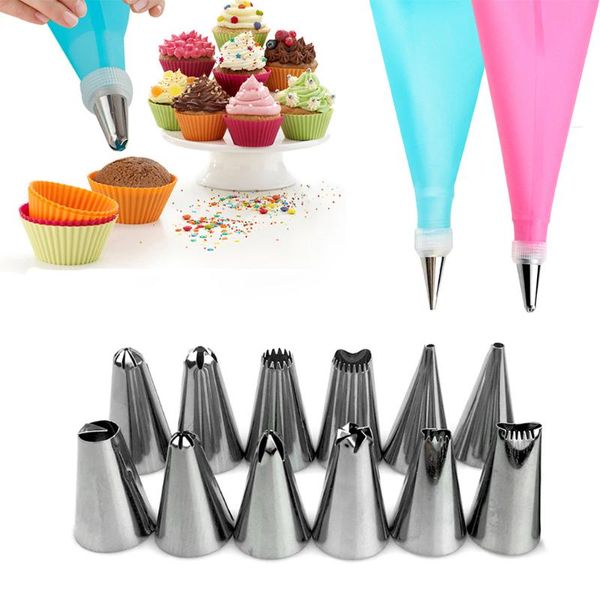 baking & pastry tools 14 pcs/set silicone bag tips kitchen diy icing piping cream reusable 1 bags +24 nozzle set cake decorating
baking & pastry tools 14 pcs/set silicone bag tips kitchen diy icing piping cream reusable 1 bags +24 nozzle set cake decorating