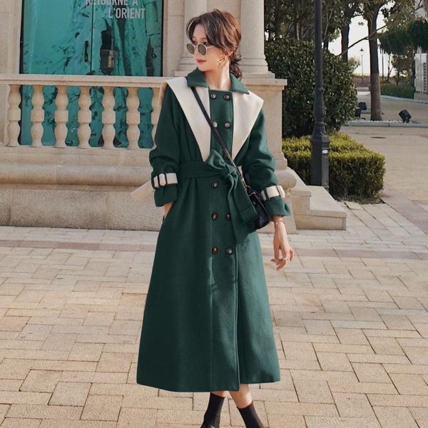 winter woolen coat for women 2021 charm fashion elegant patchwork wool overcoat double breasted british style x-long outwear women's &, Black
winter woolen coat for women 2021 charm fashion elegant patchwork wool overcoat double breasted british style x-long outwear women's &, Black