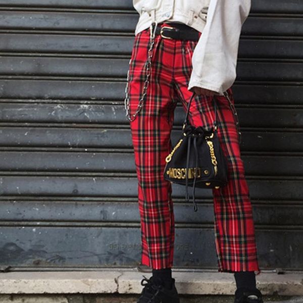 harajuku red women pant plaid casual pants vintage fashion streetwear preppy style gothic chic trousers, Black;white
harajuku red women pant plaid casual pants vintage fashion streetwear preppy style gothic chic trousers, Black;white