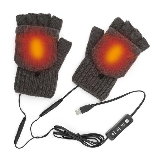 cycling gloves winter half-finger flip cover wool warmth usb electric heating removable and washable, Black
cycling gloves winter half-finger flip cover wool warmth usb electric heating removable and washable, Black