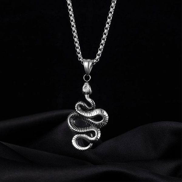 men vintage zodiac snake necklace stainless steel chain animal pendant statement jewelry for women female trendy birthday gift necklaces, Silver
men vintage zodiac snake necklace stainless steel chain animal pendant statement jewelry for women female trendy birthday gift necklaces, Silver