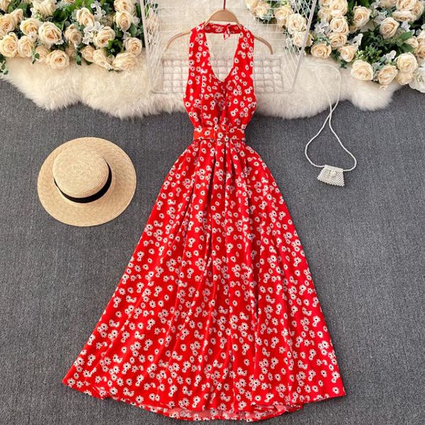 dresses 2021 women summer long v-neck backless ruffle floral print elegant sleeveless beach vestidos, Black;gray
dresses 2021 women summer long v-neck backless ruffle floral print elegant sleeveless beach vestidos, Black;gray