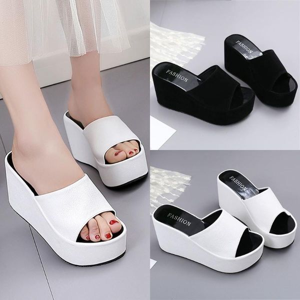 sandals women summer open toe wedges slippers beach walk shoes casual lady sandalias mujer, Black