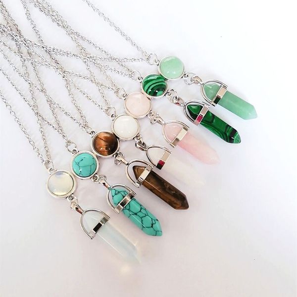 hexagonal prism reiki healing natural stone pendant necklace chakra amethyst pink rose crystal stainless steel chain necklaces women jewelry, Silver
hexagonal prism reiki healing natural stone pendant necklace chakra amethyst pink rose crystal stainless steel chain necklaces women jewelry, Silver
