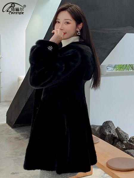women's fur & faux in 2021 ms mink coat long with imported cap han edition young fashion model, Black
women's fur & faux in 2021 ms mink coat long with imported cap han edition young fashion model, Black