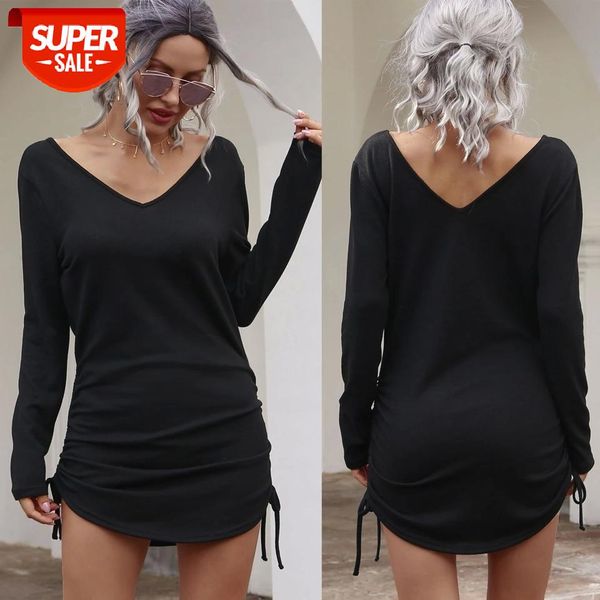 women autumn casual knitted dress solid color long sleeve v-neck ruched drawstring stretch mini for daily leisurewear #g47m, White;black
women autumn casual knitted dress solid color long sleeve v-neck ruched drawstring stretch mini for daily leisurewear #g47m, White;black