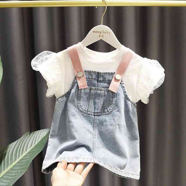 girl baby style strap set dress kids clothing suit mesh stitching denim for children shirt summer, Red;yellow
girl baby style strap set dress kids clothing suit mesh stitching denim for children shirt summer, Red;yellow