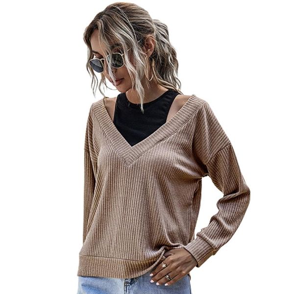 women's sweaters women fake 2 piece ribbed knitted sweater off shoulder halter jumper, White;black
women's sweaters women fake 2 piece ribbed knitted sweater off shoulder halter jumper, White;black