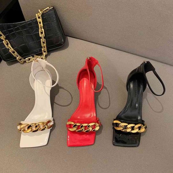 summer women sandals square open toe metal chain ankle strap back zippers solid color thin mid heels sandals shoes woman 210513, Black
summer women sandals square open toe metal chain ankle strap back zippers solid color thin mid heels sandals shoes woman 210513, Black