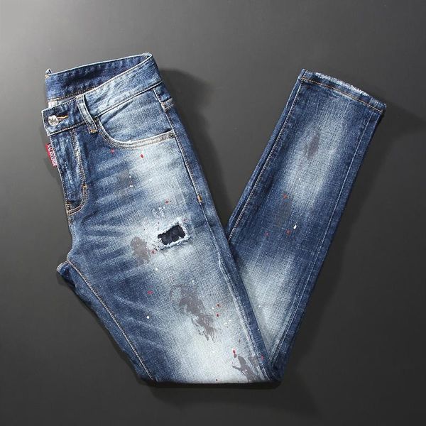 men's jeans street style fashion men retro blue frayed hole slim ripped splashed designer hip hop denim pants
men's jeans street style fashion men retro blue frayed hole slim ripped splashed designer hip hop denim pants