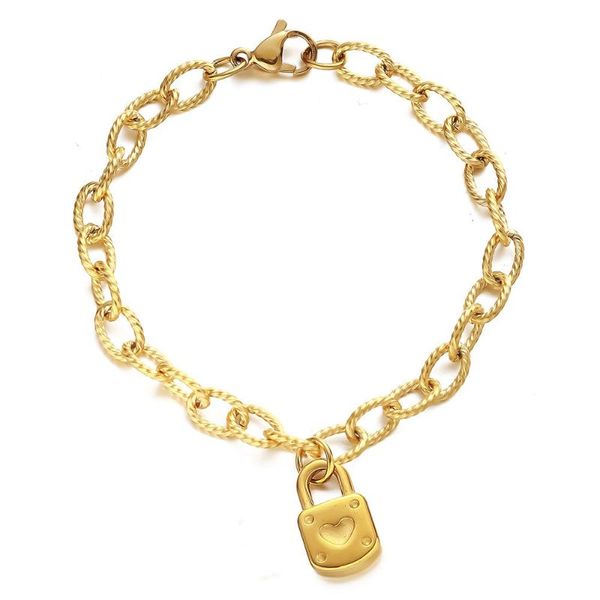 charm bracelets trendy lock heart pendant stainless steel chain women fashion jewelry accessories, Golden;silver
charm bracelets trendy lock heart pendant stainless steel chain women fashion jewelry accessories, Golden;silver