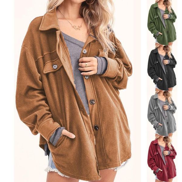 women's jackets fashion lapel rocking flannel button solid color cardigan outwear ladies warm and wind-proof coat chaquetas, Black;brown
women's jackets fashion lapel rocking flannel button solid color cardigan outwear ladies warm and wind-proof coat chaquetas, Black;brown