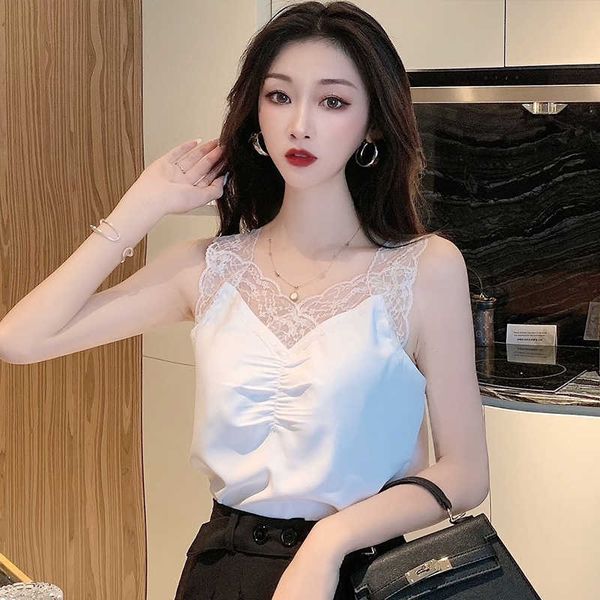 fashion chiffon camis female retro lace blouse v-neck summer clothes for cami white tank 210604
fashion chiffon camis female retro lace blouse v-neck summer clothes for cami white tank 210604