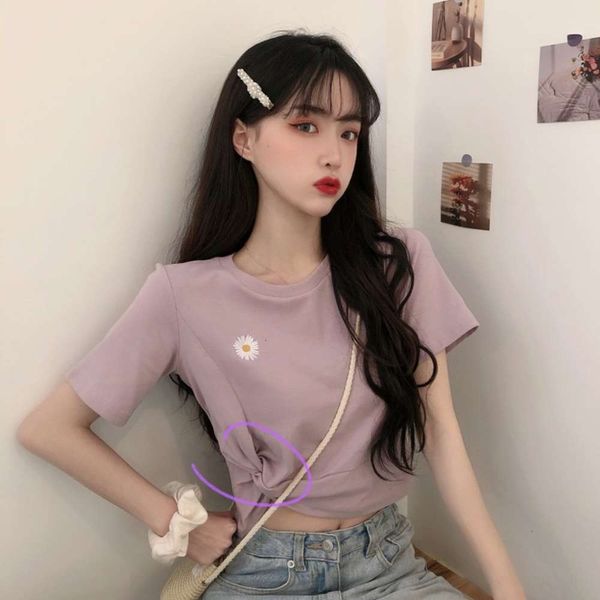 women's t-shirt t shirt pure cotton taro purple sleeve for women korean ins fashion students' short open navel clothes dcpm, White
women's t-shirt t shirt pure cotton taro purple sleeve for women korean ins fashion students' short open navel clothes dcpm, White