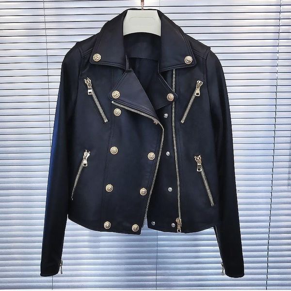 women's leather & faux female lambskin and motorcycle jacket, thin jacket with double breasted zipper, genuine leather, outer garment,, Black
women's leather & faux female lambskin and motorcycle jacket, thin jacket with double breasted zipper, genuine leather, outer garment,, Black