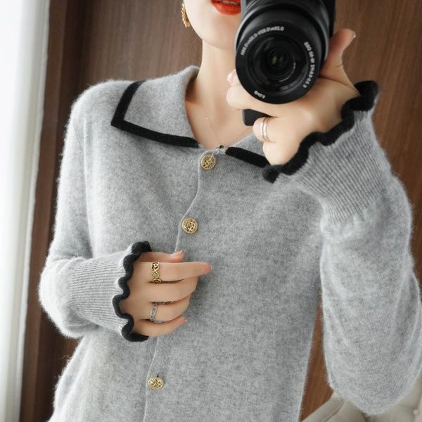women's knits & tees beliarst 100% pure wool sweater ladieslapel cardigan casual knitted lace autumn and winter women jackets long sle, White
women's knits & tees beliarst 100% pure wool sweater ladieslapel cardigan casual knitted lace autumn and winter women jackets long sle, White