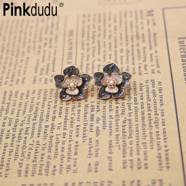stud pinkdudu classic elegant enamel fresh cute flower earrings white pearl grey petal for women jewelry pd376, Golden;silver
stud pinkdudu classic elegant enamel fresh cute flower earrings white pearl grey petal for women jewelry pd376, Golden;silver