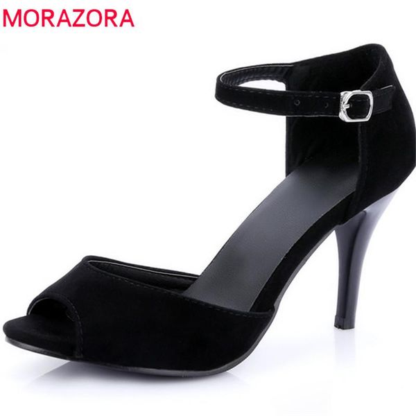 arrive women sandals simple flock buckle strap elegant peep toe party shoes thin heels woman, Black
arrive women sandals simple flock buckle strap elegant peep toe party shoes thin heels woman, Black