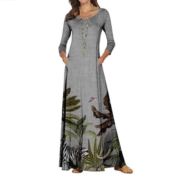 casual dresses autumn spring female elegant round neck party dress loose long sleeve floral printed lady vacation beach, Black;gray
casual dresses autumn spring female elegant round neck party dress loose long sleeve floral printed lady vacation beach, Black;gray