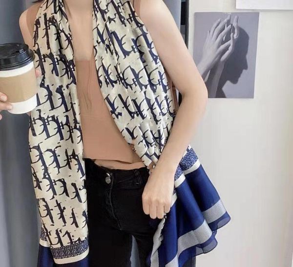 65-180cm letter scarves womens senior long single layer chiffon silk shawls fashion tourism soft designer gifts printing scarf, Blue;gray
65-180cm letter scarves womens senior long single layer chiffon silk shawls fashion tourism soft designer gifts printing scarf, Blue;gray