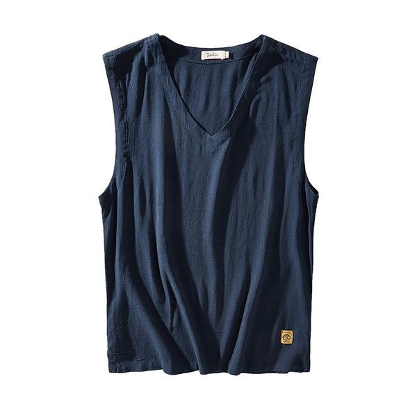 men' tank japanese summer cotton and linen v-neck bottoming shirt solid color sleeveless tees for men, White;black
men' tank japanese summer cotton and linen v-neck bottoming shirt solid color sleeveless tees for men, White;black