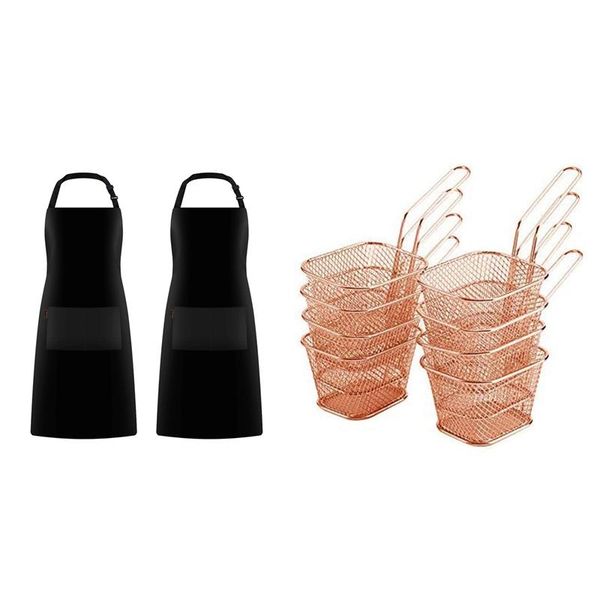 aprons 2-pack black adjustable bib apron 2 pockets & 8 pcs mini square stainless steel french fries frying pan basket
aprons 2-pack black adjustable bib apron 2 pockets & 8 pcs mini square stainless steel french fries frying pan basket