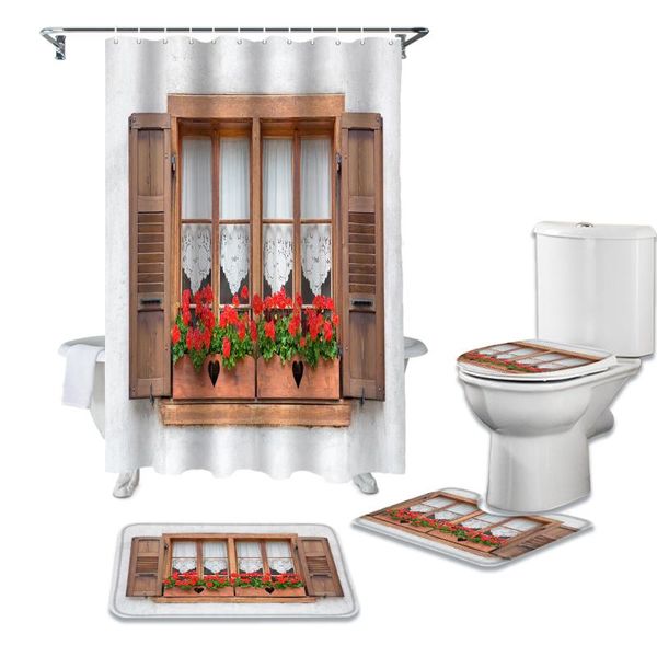 shower curtains wooden window red flowers vintage style curtain sets non-slip rugs toilet lid cover and bath mat bathroom set
shower curtains wooden window red flowers vintage style curtain sets non-slip rugs toilet lid cover and bath mat bathroom set