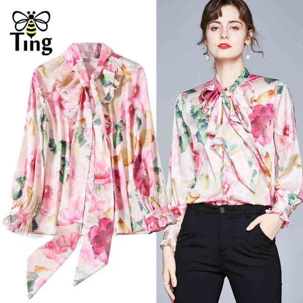 designer runway elegant pink floral satin blouses women vintage bowknot smooth casual blusas female shirts moda chic d 210513, White
designer runway elegant pink floral satin blouses women vintage bowknot smooth casual blusas female shirts moda chic d 210513, White