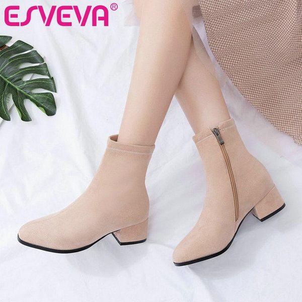 boots esveva 2021 women shoes winter ankle all match pointed toe flock square med heel motorcycle platform boot size 34-43, Black
boots esveva 2021 women shoes winter ankle all match pointed toe flock square med heel motorcycle platform boot size 34-43, Black