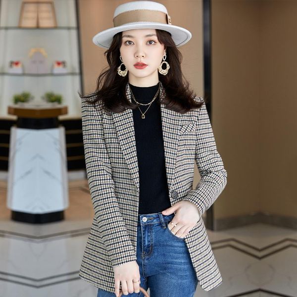 women's suits & blazers plus size jacket women fashion single button plaid coat ol styles fall winter for business work blazer outwear, White;black
women's suits & blazers plus size jacket women fashion single button plaid coat ol styles fall winter for business work blazer outwear, White;black