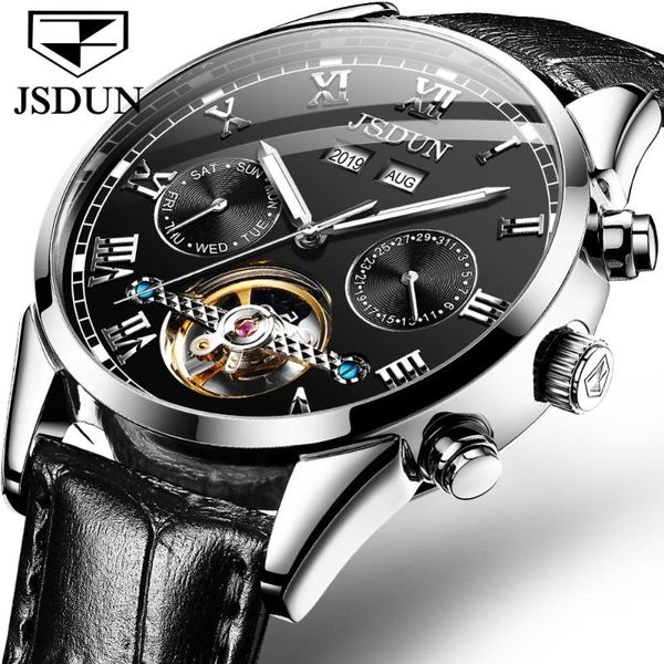 men mechanical wristwatches men's leather watch chronograph black calendar luminous automatic, Slivery;brown
men mechanical wristwatches men's leather watch chronograph black calendar luminous automatic, Slivery;brown