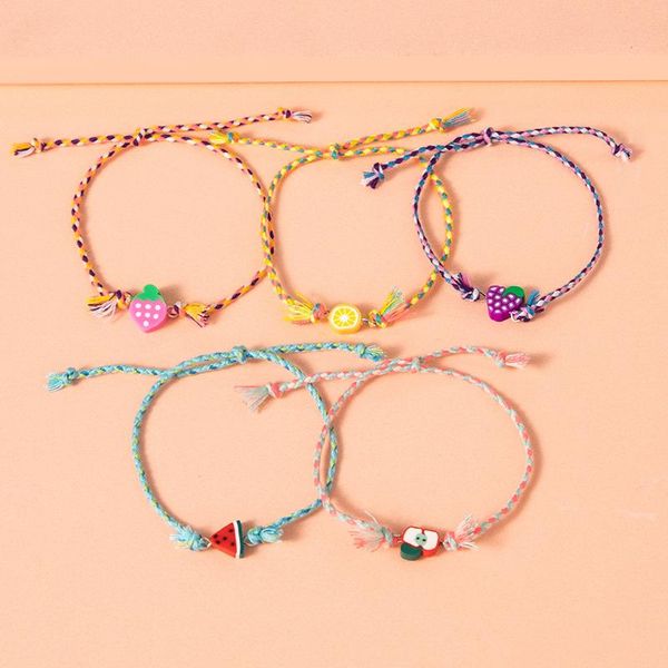 charm bracelets 5pcs/set mixed hand-woven fruit shape polymer clay bracelet adjustable elastic soft pottery for female jewelry gift, Golden;silver
charm bracelets 5pcs/set mixed hand-woven fruit shape polymer clay bracelet adjustable elastic soft pottery for female jewelry gift, Golden;silver