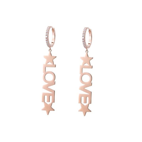 hoop & huggie love letters charm earrings boho stars dangle rose gold color pure stainless steel brand jewelry for lover women, Golden;silver
hoop & huggie love letters charm earrings boho stars dangle rose gold color pure stainless steel brand jewelry for lover women, Golden;silver