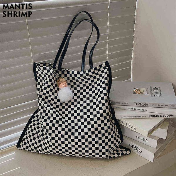 shopping bags women plaid canvas shoulder large capacity female girls simple literary checked handbag tote casual 220307
shopping bags women plaid canvas shoulder large capacity female girls simple literary checked handbag tote casual 220307