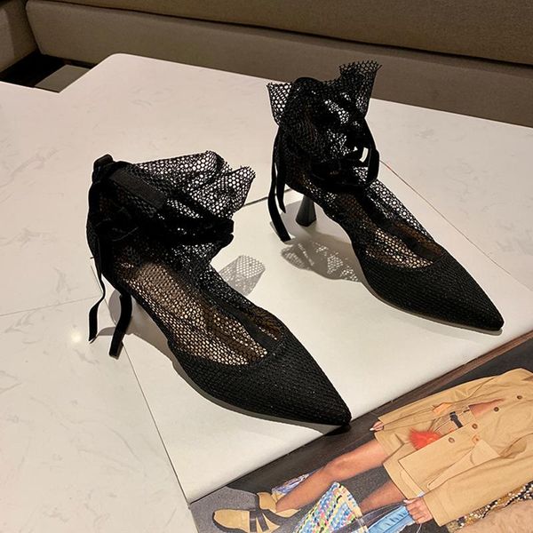boots summer women high heels mesh short booties pointed toe brand wedding party dress shoe woman lace up botas, Black
boots summer women high heels mesh short booties pointed toe brand wedding party dress shoe woman lace up botas, Black