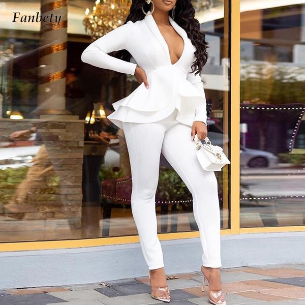 women's two piece pants fashion sets elegant patchwork lace long sleeve women autumn solid office lady casual ruffles slim outfits, White
women's two piece pants fashion sets elegant patchwork lace long sleeve women autumn solid office lady casual ruffles slim outfits, White